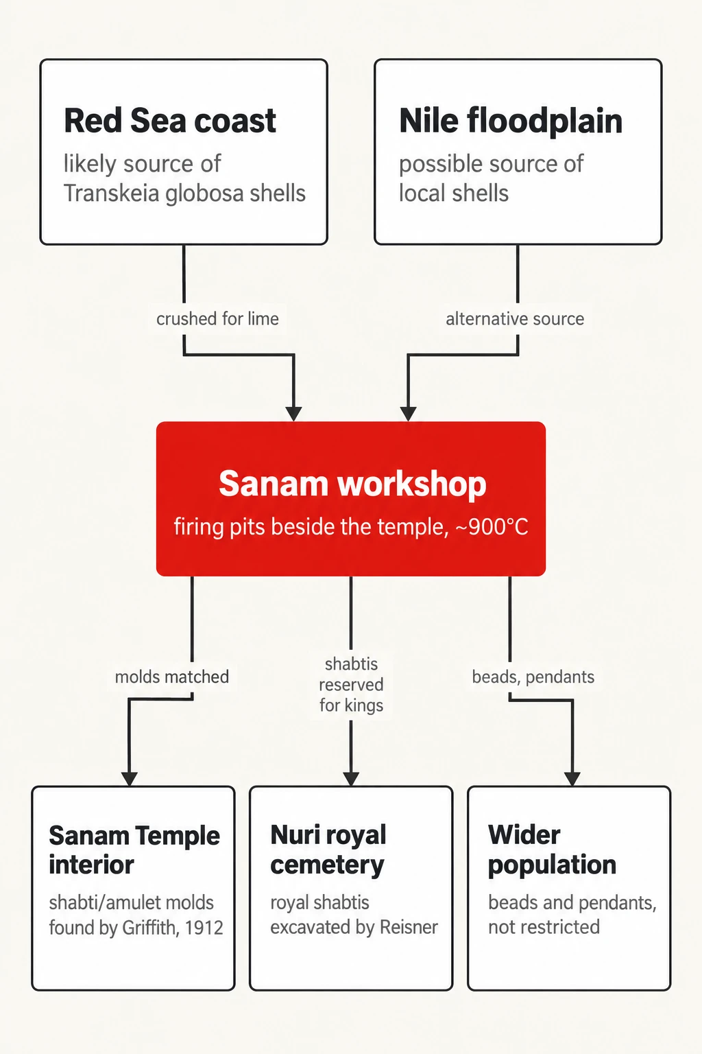 From Red Sea shell to royal tomb. How the Antiquity study traces the Sanam workshop's materials and output